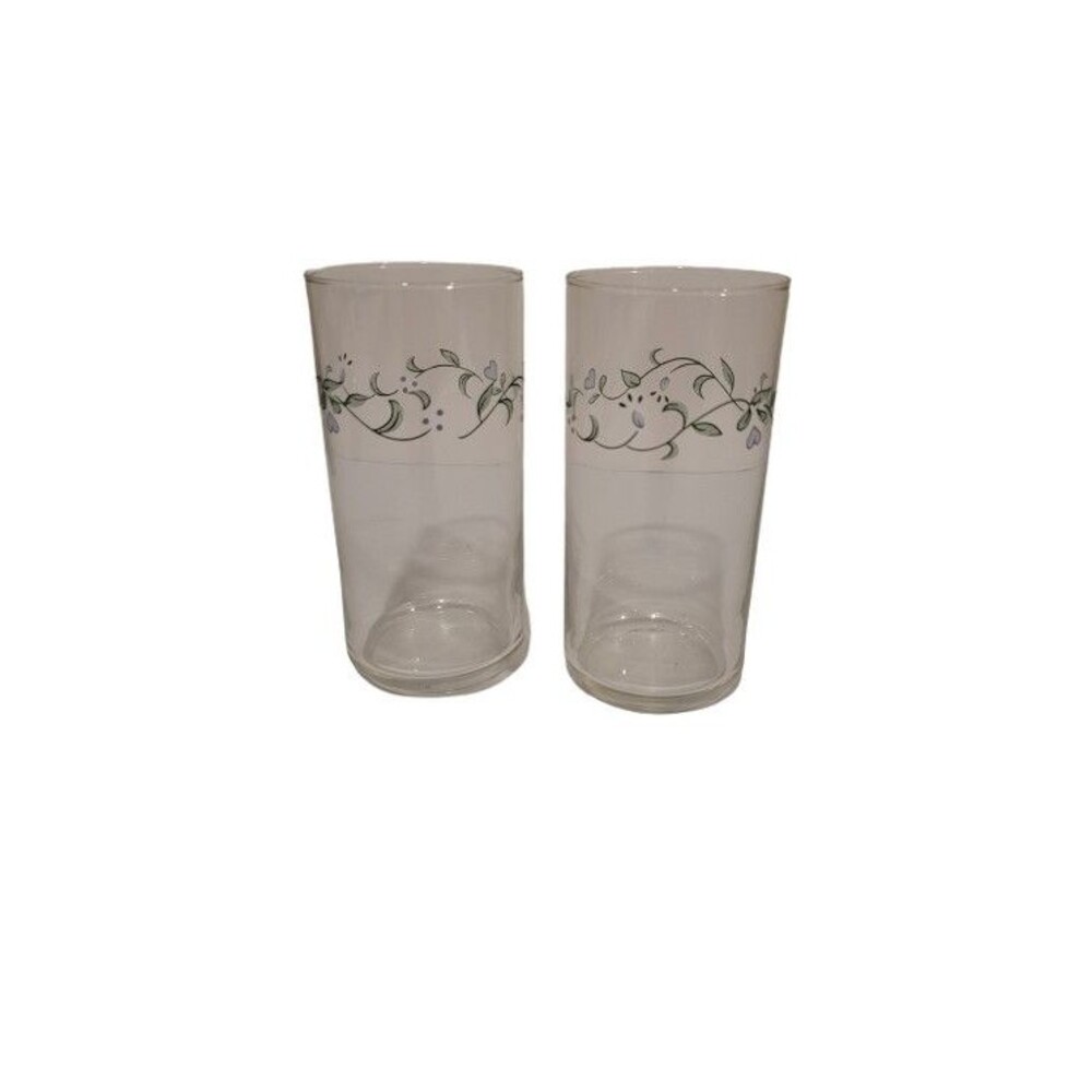 Corelle Country Cottage 16‑oz Glasses – Hearts & Vines – Set of 2 Tumblers